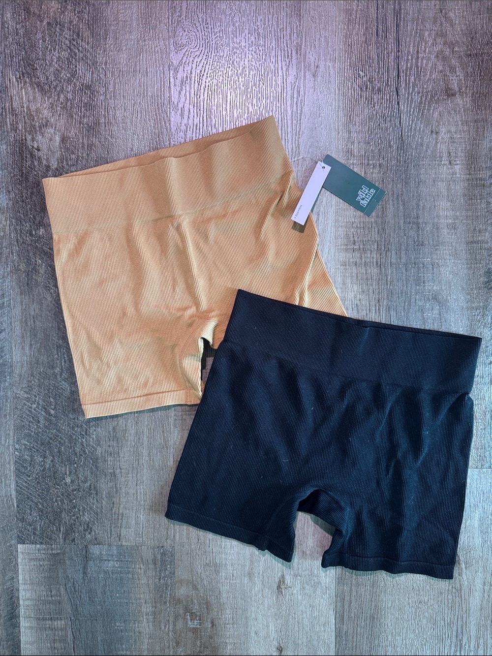 wild fable Seamless High-Waist Bike Shorts — Black & Tan
